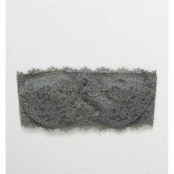 Aerie Eyelash Lace Bandeau Bra Strapless Underwire 32C NWOT - Picture 2 of 11